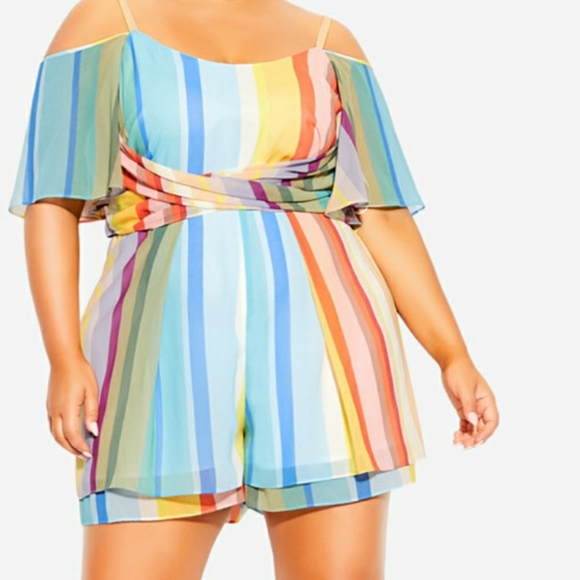 City Chic Pants - NWT Plus size Romper City Chic - Playsuit Gelato Stripe